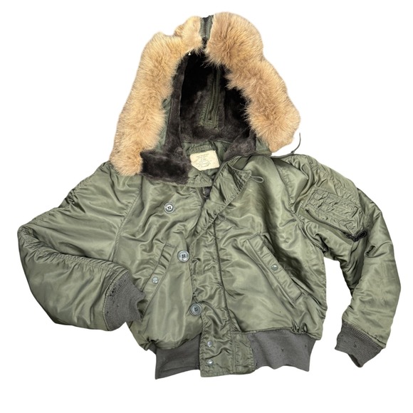 USAF N-2B Heavy Flight Jacket Medium Vietnam Era Lancer Clothing Coyote Fur Hood - Picture 1 of 14